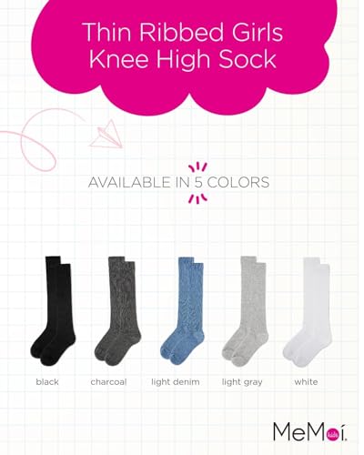 MeMoi Thin Ribbed Girls Cotton Blend Knee High Sock2