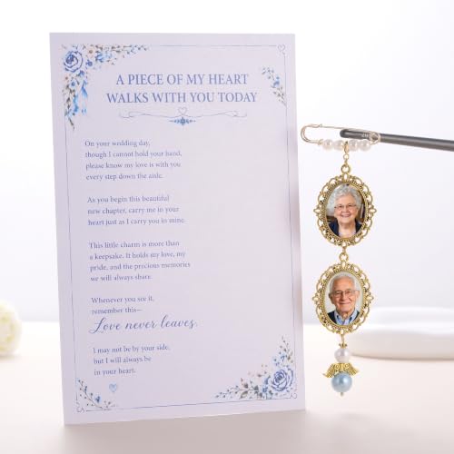 Image of MIXJOY Something Blue Gift for Bride, Wedding Day Bridal Blue Pearl Angel Wings Bouquet Garter Charm for Bride to Be