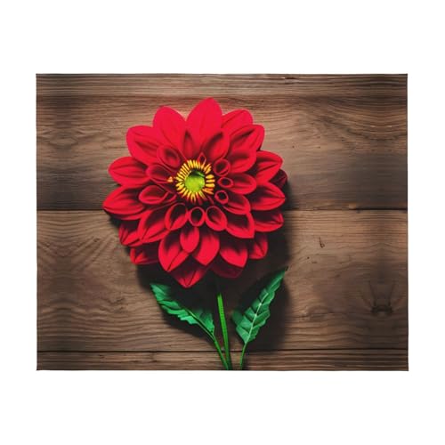 Couverture douce dahlia rouge idée cadeau originale plaid rétro 127cm - 3