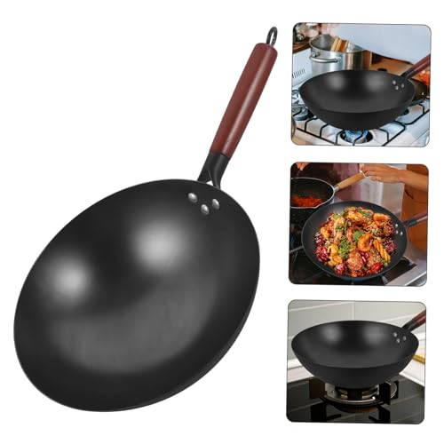 Sartén Wok de Hierro con Mango de Madera miniatura 5