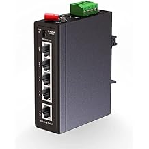 MokerLink 5 Port Industrial Din Rail Switch, 4 Ports and 1 Uplink, 10/100Mbps Fast Ethernet, DIN-Rail & Wall Mount Included