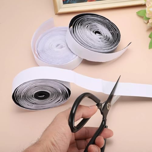 Image of WGLILO 1inch x 30 Feet Hook and Loop Strips with Adhesive, Double Sided Nylon Self Adhesive Tape for Home Office School and Crafting, Prevent Sofa Cushions, Mats, Mattresses from Sliding, Black