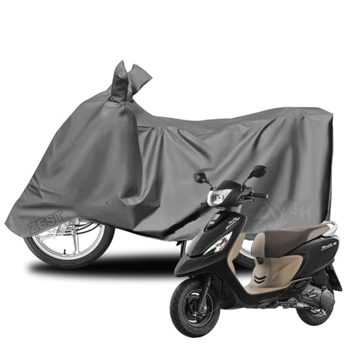 Y3H Scooty Cover Compatible with TVS Scooty Zest 110 | All Weather Protect from Dust, UV Rays & Scratches with Mirror Pocket & Belt-Buckle | Two Wheeler Covers - Grey
