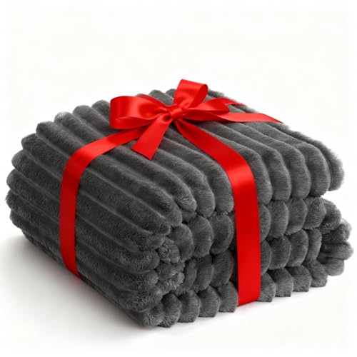 WAVVE Kuscheldecke 220x240 cm, Fleecedecke, Sofadecke, Couchdecke, Weiche Flanell Wohndecke für Zimmer Deko, Sofaüberwurf, Wohn- & Kuscheldecken, XXL große Decke, Grau