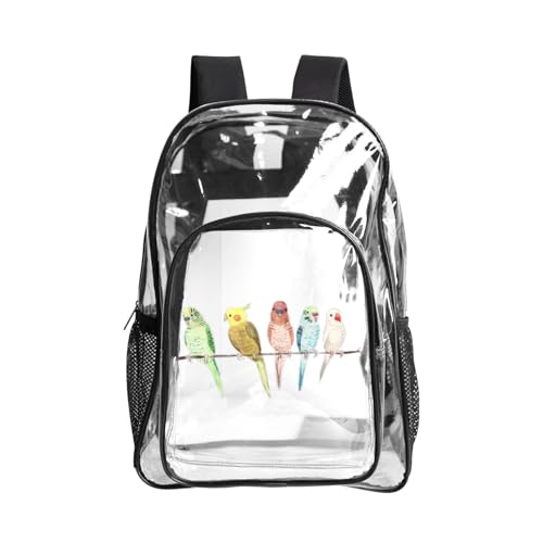 Sac à livres transparent imprimé perroquets grand sac de plage renforcé