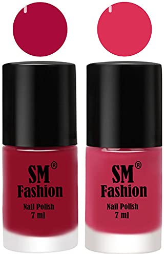 Image of Long Lasting Nail Polish | Nail Paint Combo 7 ml Each) - Set of 2 Raspberry-Dusty Pink
