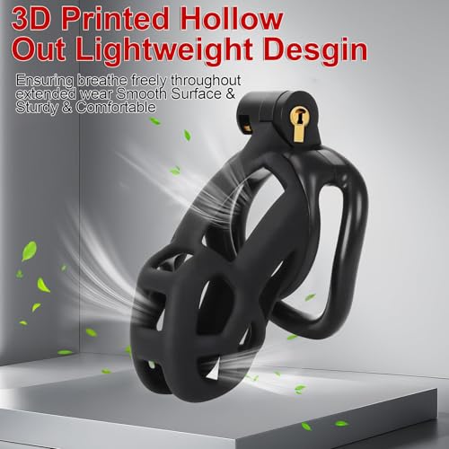 Image of Sex Toys Male Chastity Cage with Elastic Belt & Invisible Lock - 4 Rings Lightweight Comfort Fit Design for Long Term Wear, Secure BDSM Bondage Device (M-90mm) - Breathable Large Penis Cage for Men