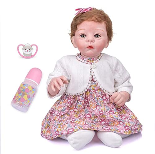 HOMONEY 22 Zoll Reborn Puppe 55 cm Weichkörper Baby Mädchen Puppe Reborn Baby Realistische Soft Touch Kuschelige Puppe Handgemachte Puppe Sammlerstücke – Bild 3
