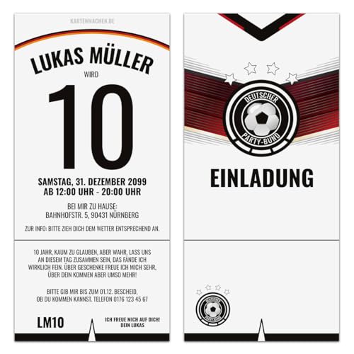 Personalisiertes Fußballschuh-Einladungskarten-Set Aus 300g/qm Papier - Lasergeschnitten, Inkl. Druck