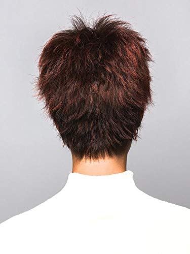 Lizzy Wig Color Expresso - Rene of Paris Wigs 3.5" Short Spiky Wispy Bangs Razor Layers Synthetic Average Cap Bundle MaxWigs Hairloss Booklet
