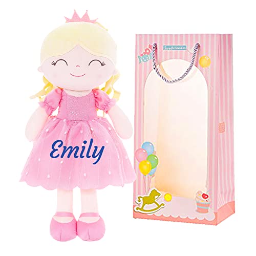 Gloveleya Personalized Princess Doll with Your Name - Cute Custom Pink Soft Plush Doll for Girls Plush Doll Customized Gifts