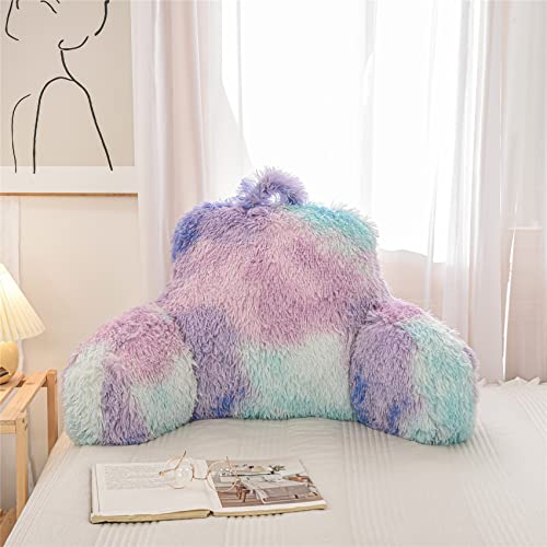 Meeting Story Plush Shaggy Reading Pillows With Arms Faux Fur Bed Rest Pillow For Adults, Teens, Kids (Standard, Blue-Purple) #TOP6