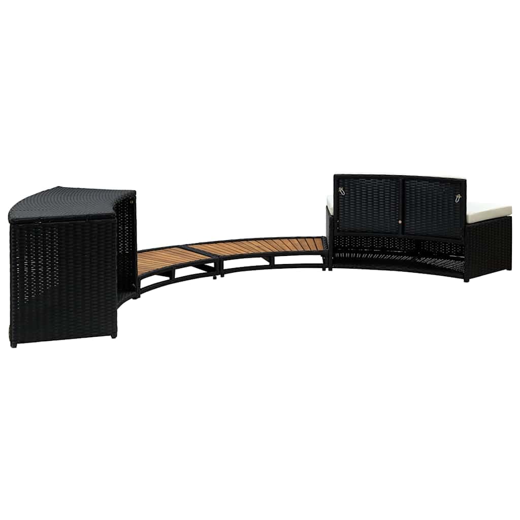 Genérico Borde de bañera de hidromasaje ratán PE Madera de Acacia Negro,Casa y jardín,Piscina y SPA,Accesorios para Piscinas y SPA,Multicolor,29 kg,310092