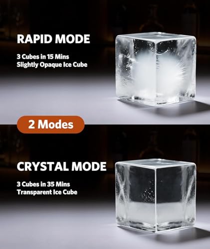 Image of Electactic Clear Ice Cube Makers- Produces 9 Large, 1.6 inch Clear Ice Cubes per Hour, 24H Timer, Self-Cleaning, 5 Ice Cube Sizes for Cocktails, Whiskey & Bourbon