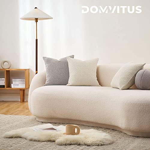 Domvitus Luxury Decorative Throw Pillow Cover 18 X 18 Inch Textured Boucle Square Sofa Couch Pillow For Living Room Woven Accent Cushion Case, 1Pc, Buttery Cream #TOP5
