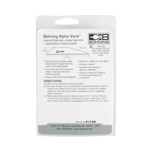 Vane Bohning Alpha AR 1250 empennage noir 7,1 cm pack flèche arc