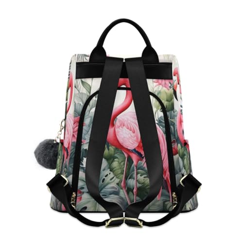 Image of ALAZA Flamingo and Leaves Trips Hiking Camping Rucksack Pack for Women