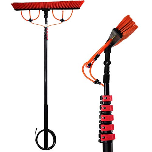 Kit de perche télescopique avec alimentation en eau continue et brosse rotative de vitre
