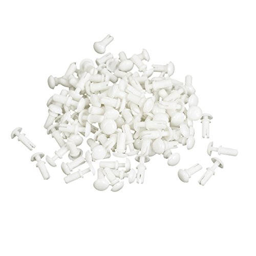 uxcell a15073000ux1050 Panel 5mm Head Dia Nylon Push Clips Fasteners Rivets White 100Pcs