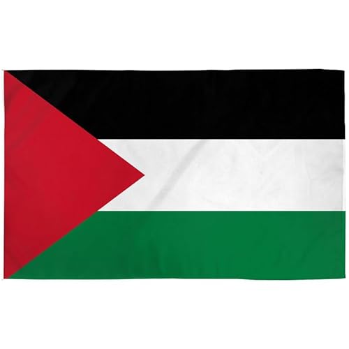 PIRO89-2 Bandiera Palestina 90x150cm – 2 pezzi – resistente alle intemperie - occhielli in ottone - 100% poliestere - cuciture doppie robuste e colori vivaci