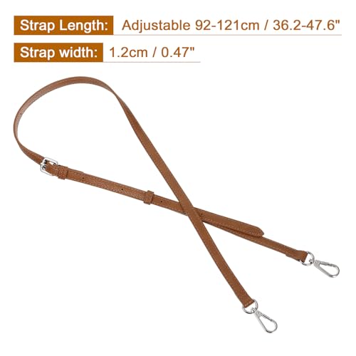 Image of uxcell Leather Bag Strap Replacement Adjustable Crossbody Bag Straps Conversion for Shoulder Bag Handbag Purse, Brown, Silver Buckle