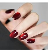 Cat Eyes Press on Nails Short Square Fake Nails Red False Nails Artificial Glossy Designs Full Co...