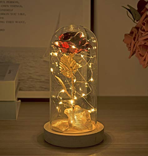 Enchanted Rose , 24K Gold Gilded Rose, Gold Plated Rose and LED Strip