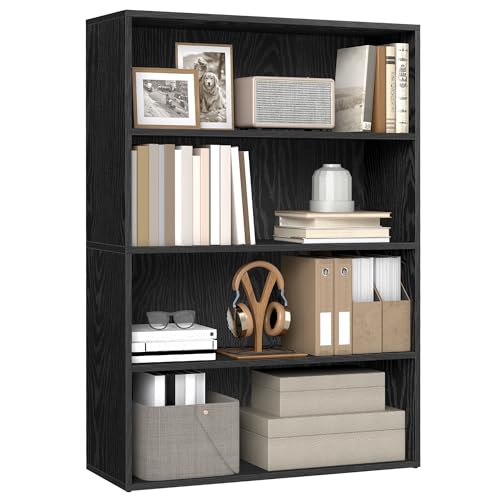 Image of VASAGLE CUSTOS Collection - Bookshelf, 4-Tier Bookcase, Book Shelf, Open Storage Shelf, 9.4 x 31.5 x 42.5 Inches, for Living Room, Home Office, Dining Room, Ebony Black ULBC174B01