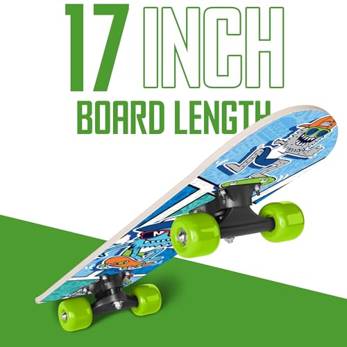Image of Rude Boyz 17 inch Micro Complete Skateboard | Maple Wood | ABEC 7 Bearings | Double Kick Concave Deck | Kids Skateboard, Ideal Toddler Cruiser Ages 2-5