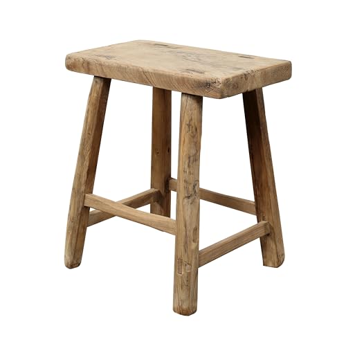 Artissance Taburete Vintage de Aproximadamente 18-22 Pulgadas de Ancho con Banco Superior Grueso rústico, 20 Pulgadas de Alto x 20 Pulgadas de Ancho x 7 Pulgadas de Largo, Madera Natural
