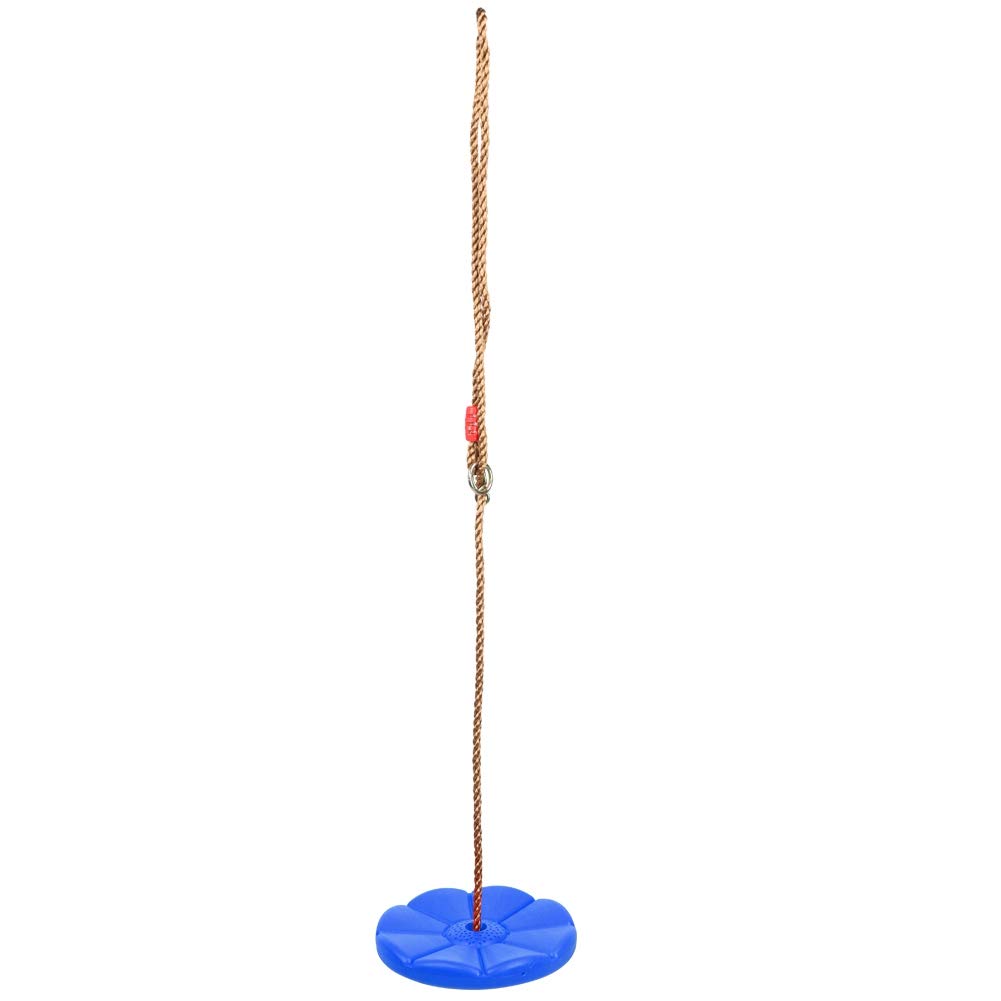 KIMISS Single Disk Tree Swing Seat for Kids - Climbing Rope Swing with Hanging Strap, Safe and Durable for Indoor Outdoor Play - Playground Accessories (Blue)