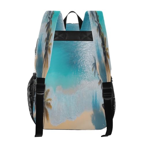 Tropical Beach Clear Backpack - Stadium Approved Large 15.7-inch Waterproof Transparent Bag for Sports, Concerts, Work, Travel#703