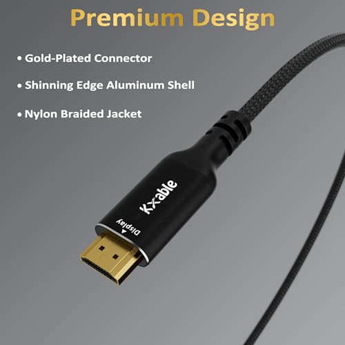 4K DisplayPort to HDMI Cable 10 FT, Uni-Directional DP (Source) 1.2 to HDMI (Display) 1.4 Cable, Up to 4K@60Hz, 2K@120Hz, [Aluminum Shell, Gold-Plated Plug, Nylon Braided Jacket], High Speed Cable - Thumbnail 3