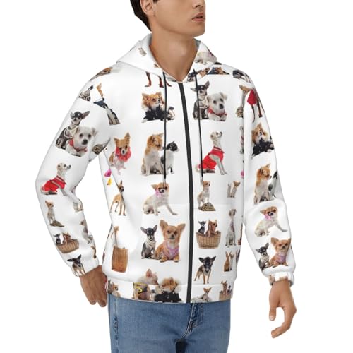 Pull doux avec motif carlin pour homme, sweat à capuche thermique parfait pour l'hiver