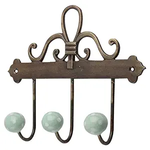 Indian-Shelf Cloth Wall Hook - Kitchen Cloth Holder - Key Hanger - Ceramic Wall Hangers - Green Wall Hooks - Dot Wall Hangings - Cloth Hanger - Door Hanger - Robe Hooks - 3 Pack [7 Inches]