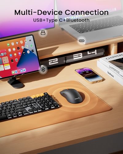 Image of ProtoArc EM15 USB C Mouse, Tri-Mode Bluetooth Mice for Laptop, Gray | 68g Ultra-Light, Full-Size Ergonomic Design, Silent Clicks, Rechargeable, Dual Receivers (Type-C & USB-A), for Windows, Mac