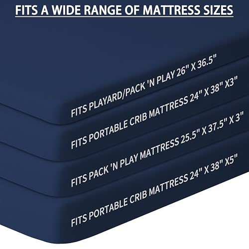 Pack and Play Sheets Fitted, 2 Pack Pack n Play Sheets for Graco Pack n Play Mattress, Unisex Playard Sheets for Boys Girls (Grey & Cyan, 38 X 26 Inch)
