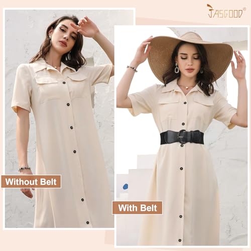 JASGOOD Women Stretchy Wide Waist Belt for Dress Ladies Vintage Elastic Belt3