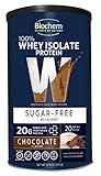 Biochem 100% Whey Isolate Protein - 12.5 oz - Sugar Free Chocolate - Keto-Friendly - 20g Vegetarian...