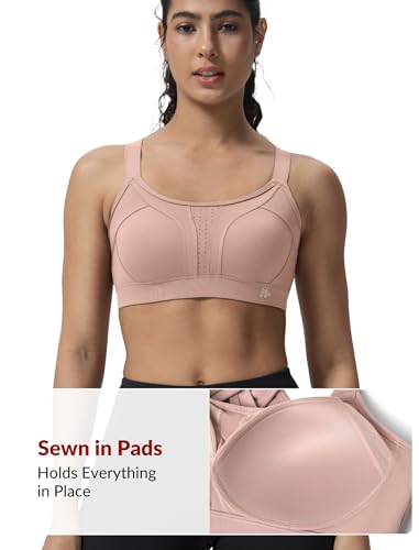 Image of Yvette Criss Cross Adjustable High Impact Running Bra | Pickleball Tennis, Big Bust Plus Size, Adjustable Strap, Wireless Sewn in Pads, No Bounce, Full Coverage, Moisture-Wicking