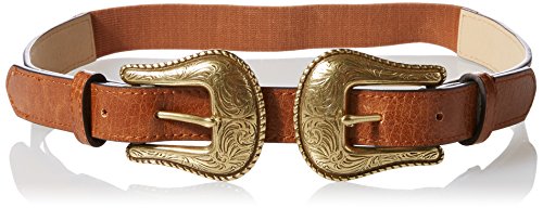 Madden Girl Women's Double Buckle Western Stretch Belt