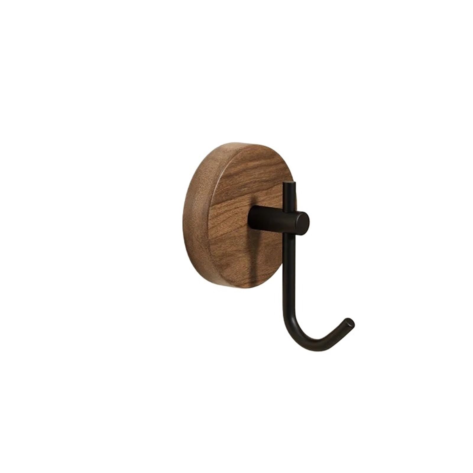 Ryqzhhy J-Black Coat Hooks Walnut Wood No Drill Wall Hooks Multi Purpose For Clothes Hat Towel Key Home Hanging(J-Black)
