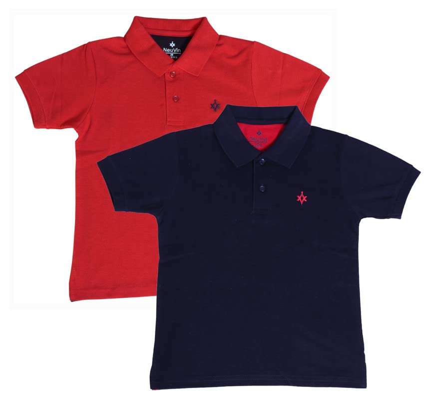 Image of Kids Polo T-Shirt for Boys - Cotton Matty Fabric, Comfortable Fit, Stylish Everyday Wear(Pack of 2)