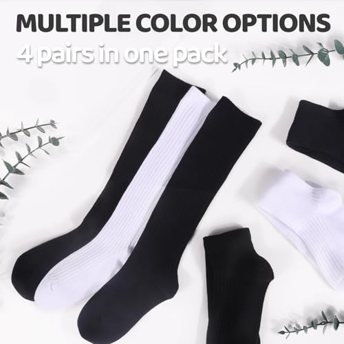4 Pairs Girls Knee High Socks Stripe Seamless Toe Kids School Uniform Socks Over The Knee Socks for Girls Boys4