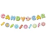 Pre-strung Candy Bar Banner Candyland Party Decorations Candy Themed Party Decorations Candyland Party Banners for Shop Baby Shower Home Birthday Wedding Engagement Party