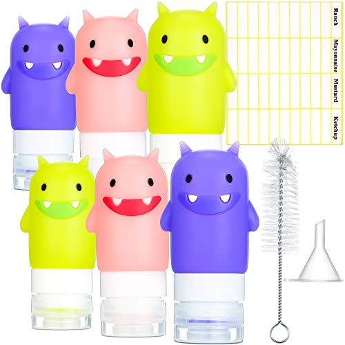 Meanplan 6 Set Silicone Mini Condiment Squeeze Bottles Lunch Supplies Cute Salad Dressing Bottle Portable Ketchup Soy Sauce Containers For Office Bento Box Accessories cover