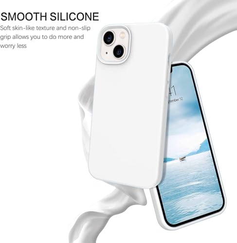 Image of DIZORO Microfiber Candy Case Compatible for iPhone 13 / iPhone 14 6.1 Inch Shockproof Slim Back Cover Liquid Silicone Case - White