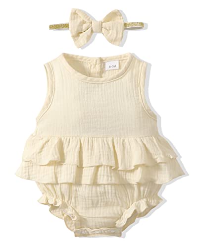 Image of Renotemy Newborn Infant Baby Girl Clothes Rompers Summer Jumpsuits Short Sleeve Romper Infant Baby Clothes Girl