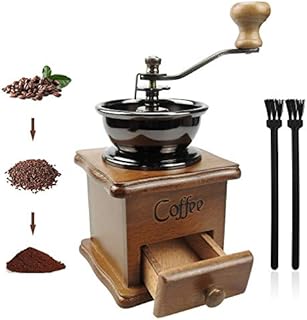Manual Coffee Grinder, Vintage Style Wooden Hand Grinder Hand Coffee Grinder Roller Classic Coffee Mill Hand Crank Coffee Grinders With Brush for Drip Coffee French Press