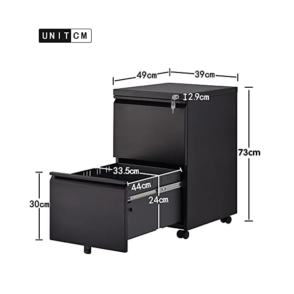 Buccy 2 Drawer Filing Cabinet Mobile Home Office Filing Cabinet, Filing Cabinet With Lock Home Filing Furniture - Image 4